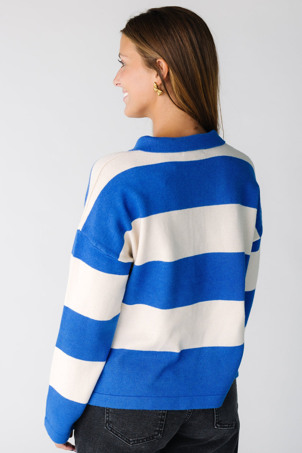 Game Day Stripe Button Pullover Sweater