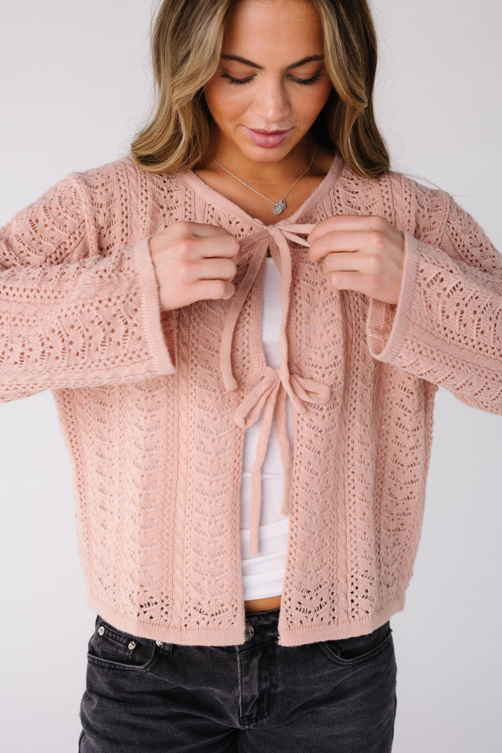 Crocheted Tied Up Cardigan