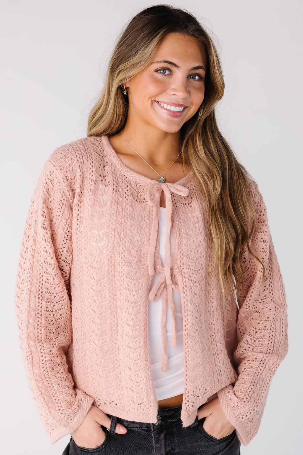 Crocheted Tied Up Cardigan