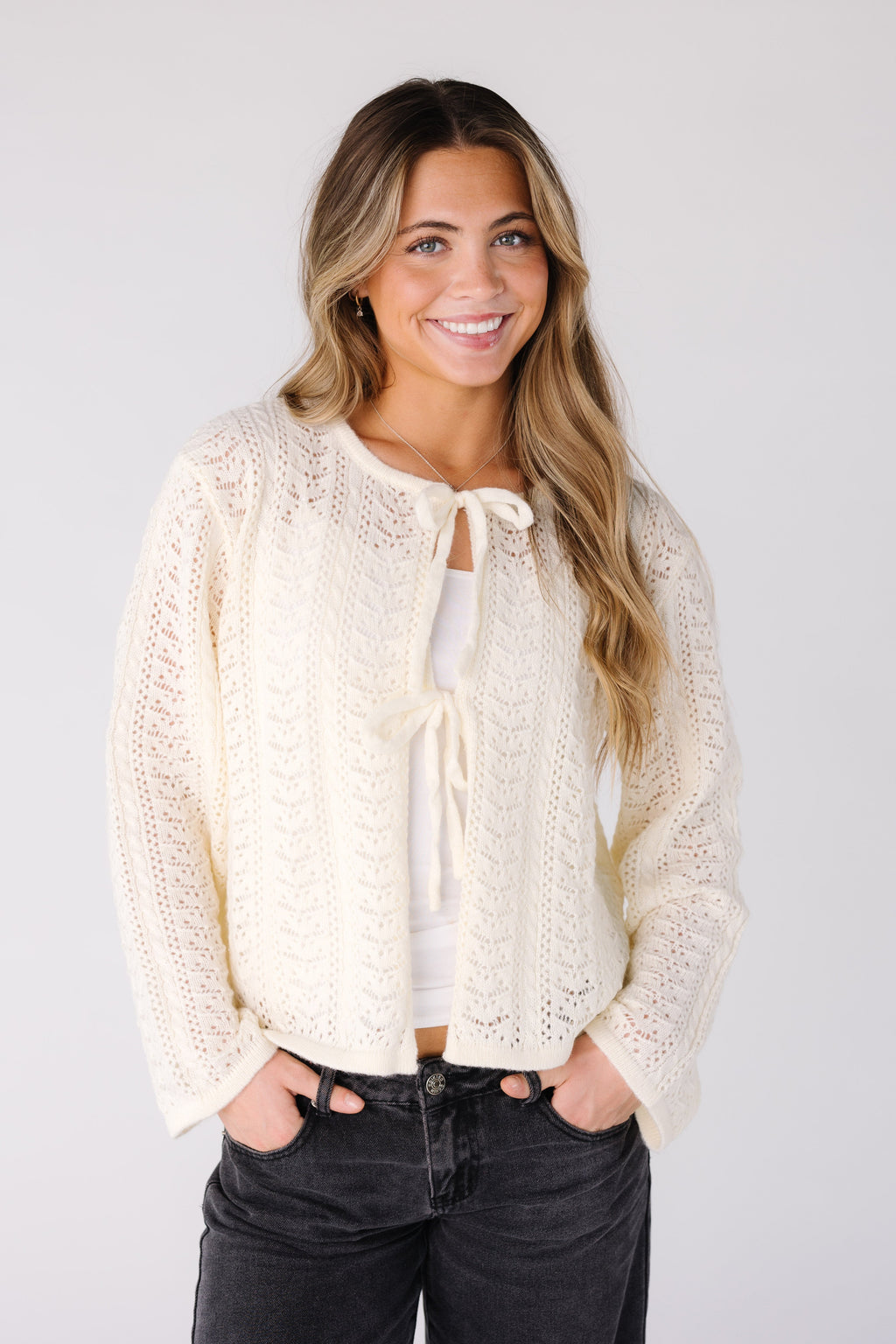 Crocheted Tied Up Cardigan