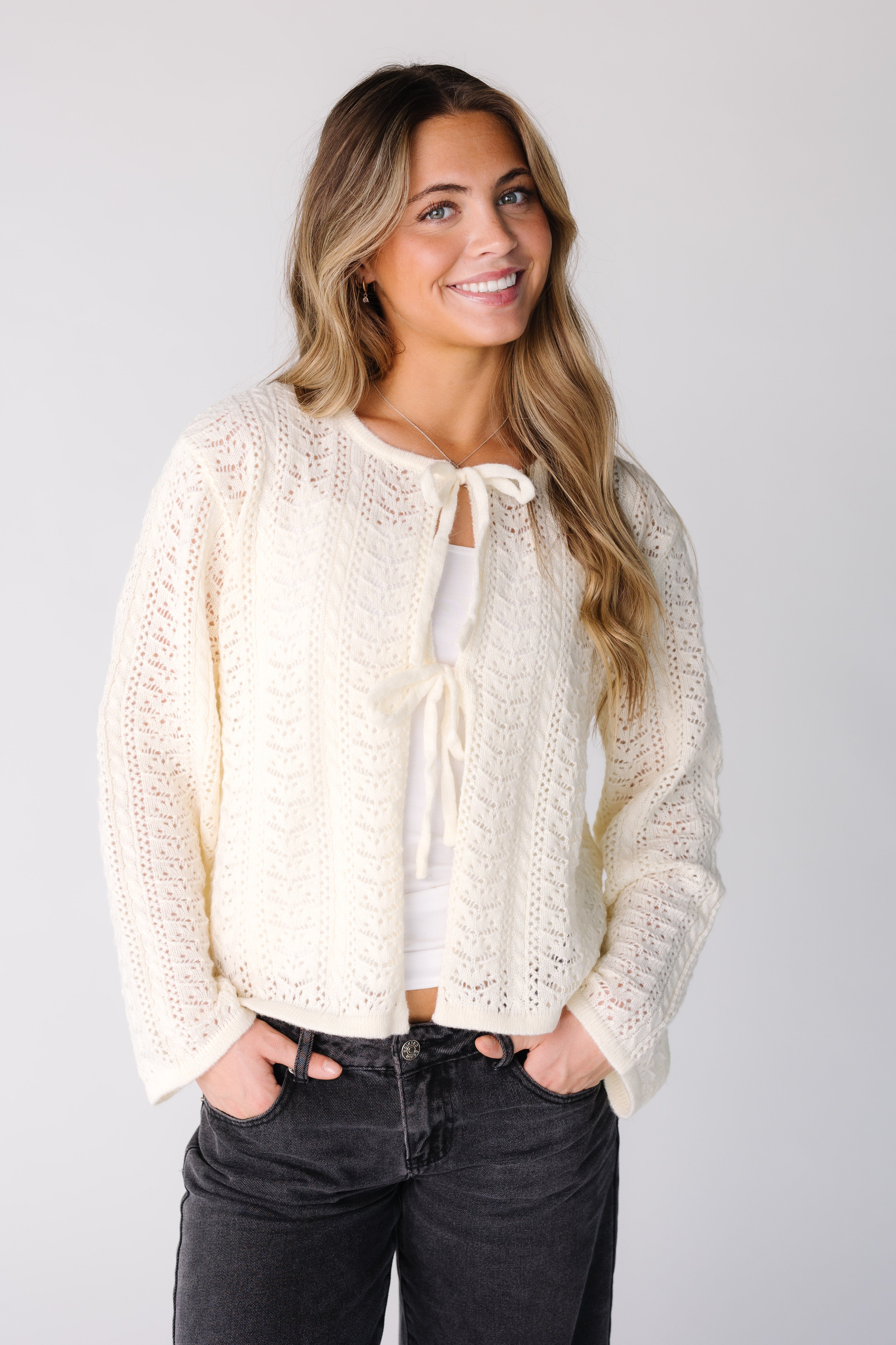 Crocheted Tied Up Cardigan