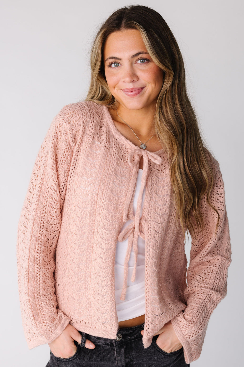 Crocheted Tied Up Cardigan