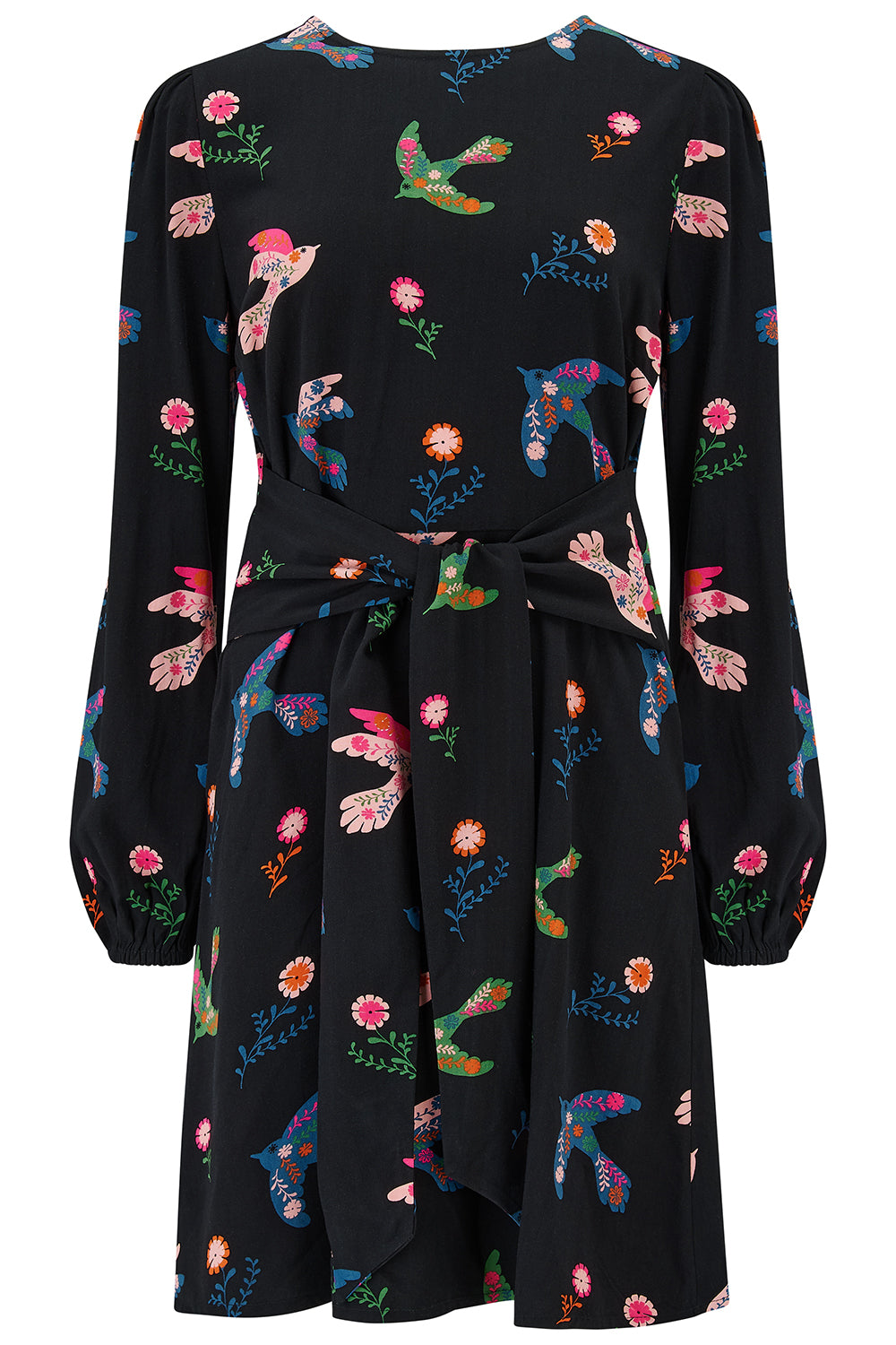 Oksana Mini Dress - Black, Rainbow Folk Bird