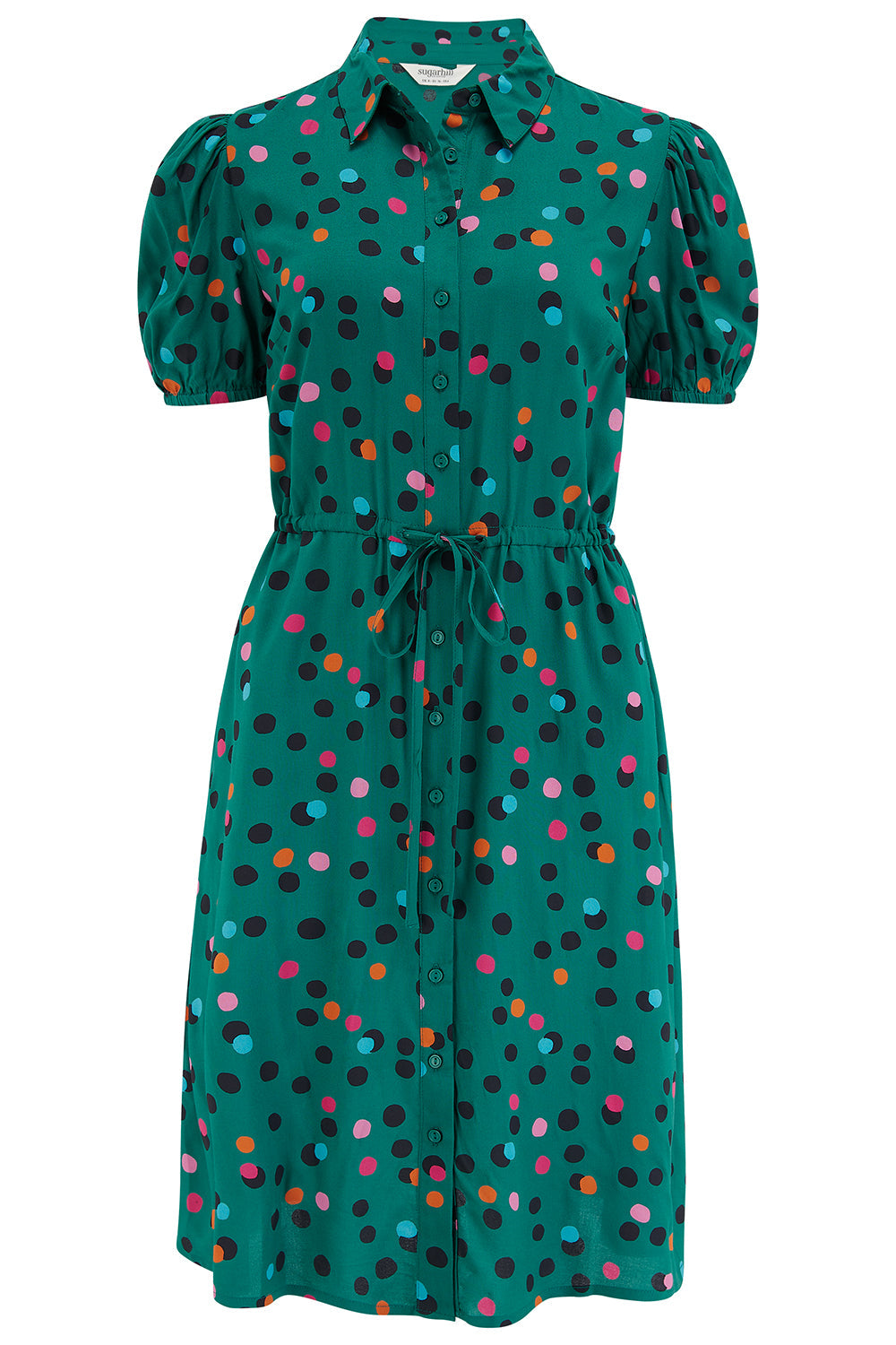 Salma Shirt Dress - Green, Rainbow Dappled Spot