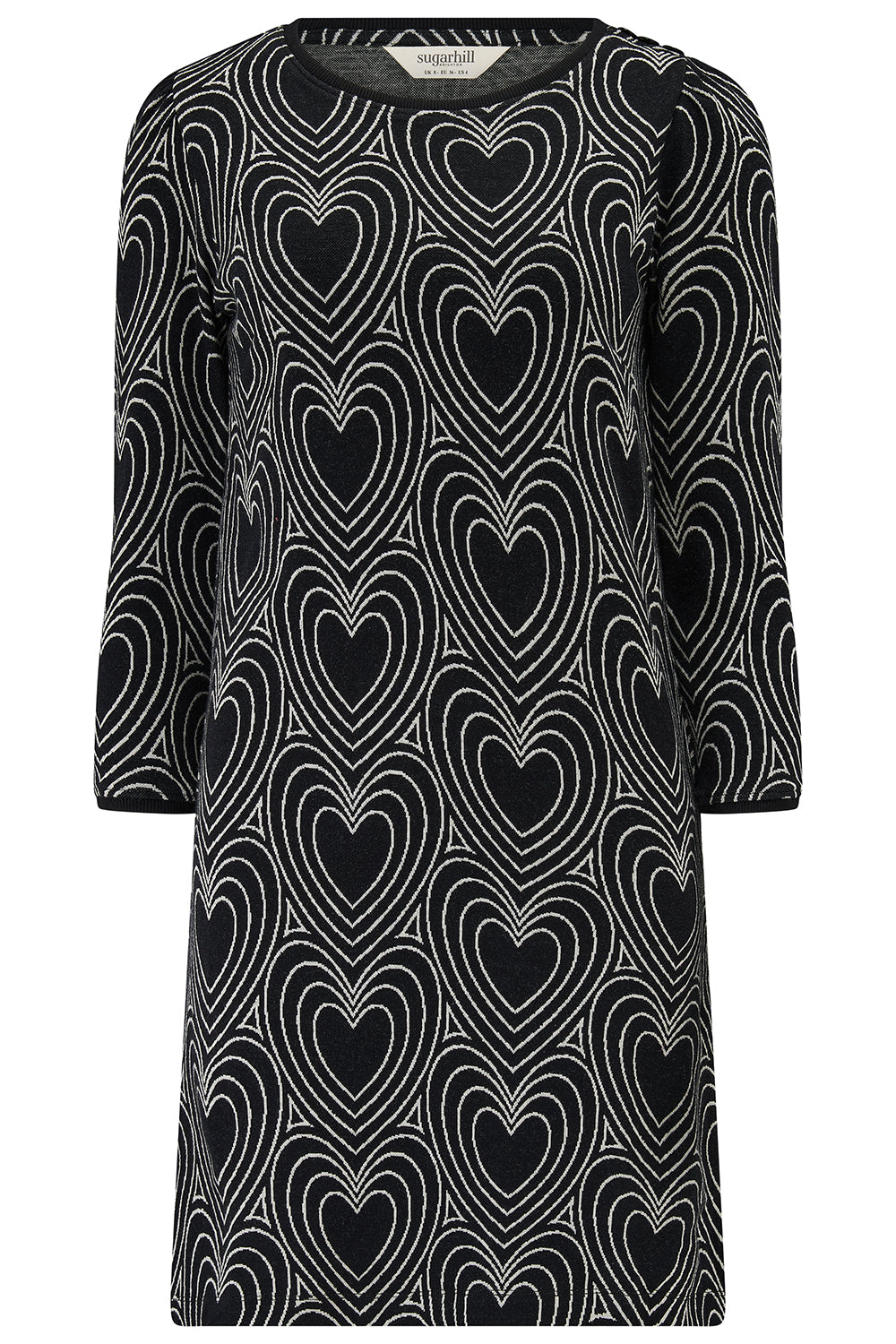 Tamara Jersey Jacquard Mini Dress - Black/Off White, Heart Explosion
