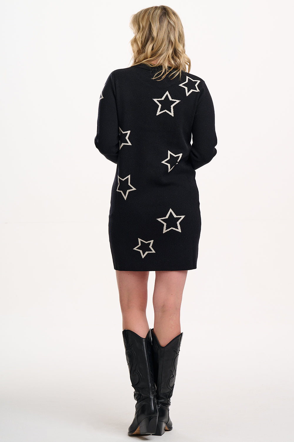 Verity Knit Dress - Black, Scattered Stars