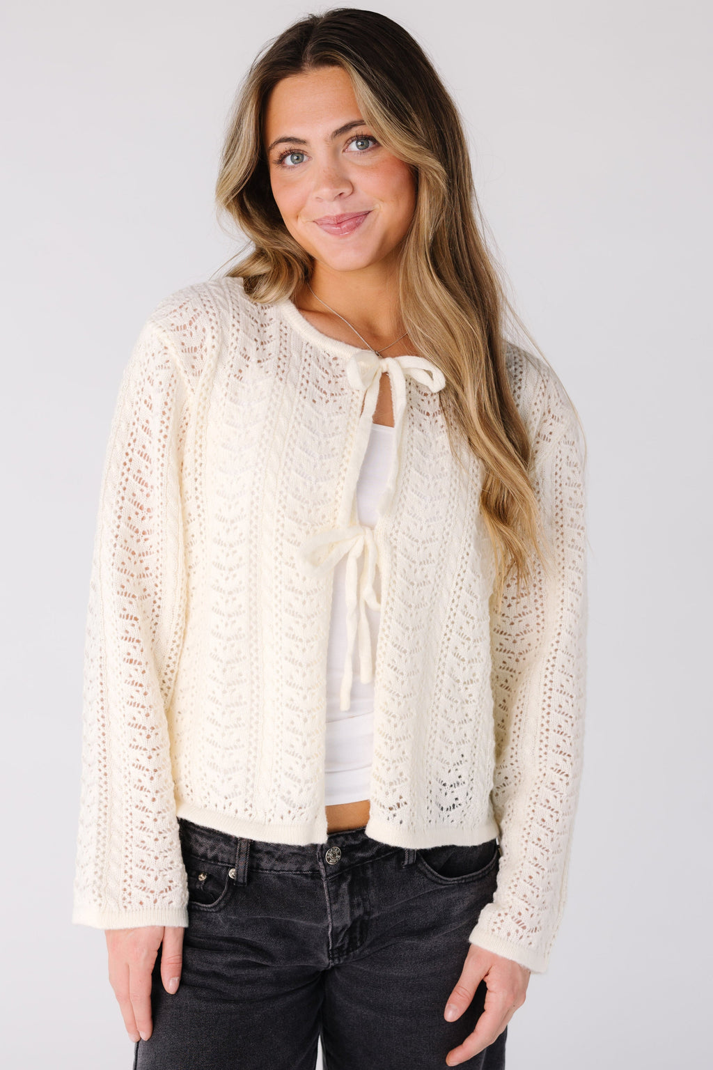 Crocheted Tied Up Cardigan